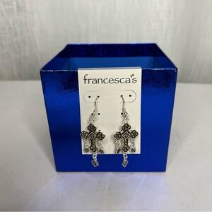 Francesca's Silver Cross Earrings with Gold Accents